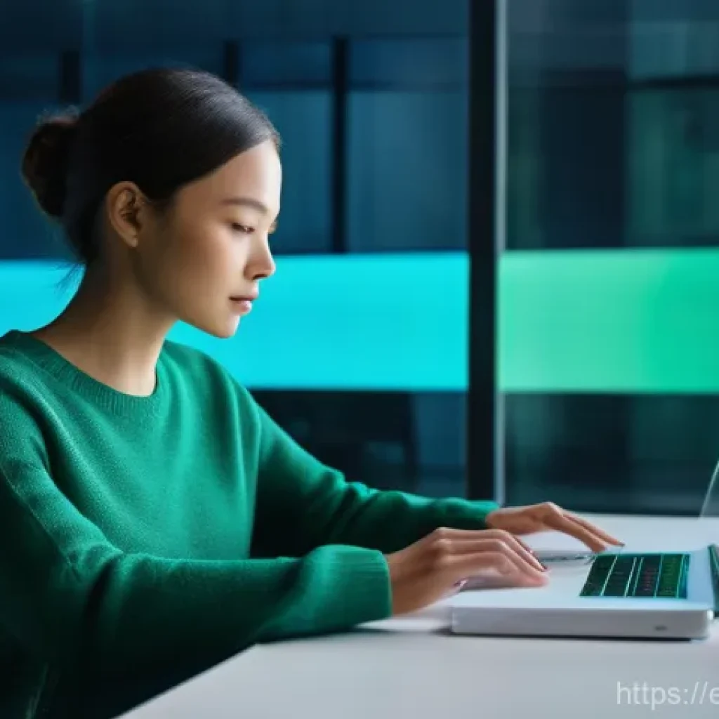 디지털 용어집 - **AI as a Creative Digital Partner**
    A bright, futuristic depiction of a young professional (mal...