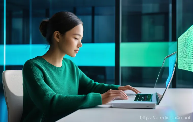 디지털 용어집 - **AI as a Creative Digital Partner**
A bright, futuristic depiction of a young professional (mal...