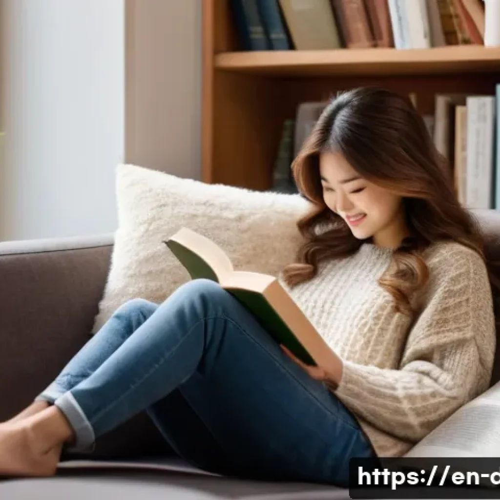 한자 용어집 - **Prompt:** "A cozy living room bathed in warm, afternoon sunlight. A young woman with long, flowing...