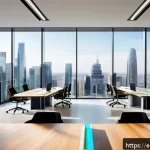 Home 20 비즈니스 용어집 - A modern corporate office setting featuring a diverse team of professionals engaged in strategic pla...
