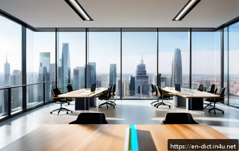 비즈니스 용어집 - A modern corporate office setting featuring a diverse team of professionals engaged in strategic pla...